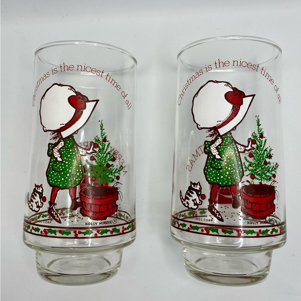 Holly Hobbie Coca-Cola Christmas Glasses Vintage - Picture 6 of 13